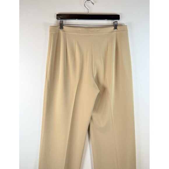 St John Women Dress Pants Beige Wide Leg Trouser High Waisted Preppy Size 14 - Picture 8 of 10